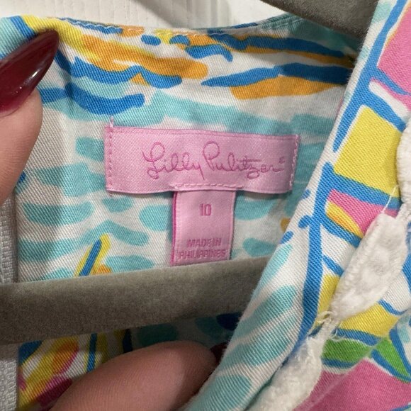 Lilly Pulitzer U Gotta Regetta Minnie Shift Dress Children Size 10 Poppy - Picture 6 of 8